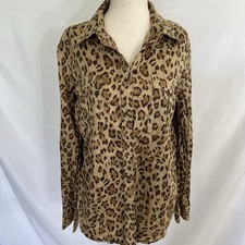 Lauren Ralph Lauren Leopard Print Button Down Shirt Size XL 100 Cotton