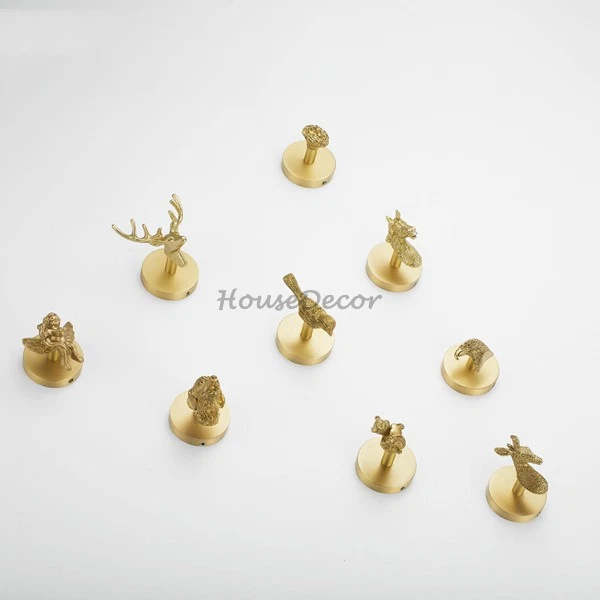 Brass Animal Shape Decorative Coat Hook Wall Mounted Bedroom Clothes Hat Hanger - Image 4 of 4