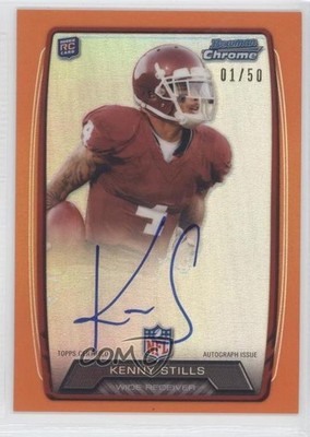 2013 Bowman Rookie Chrome Refractor Orange 1/50 Kenny Stills Auto RC 0f8