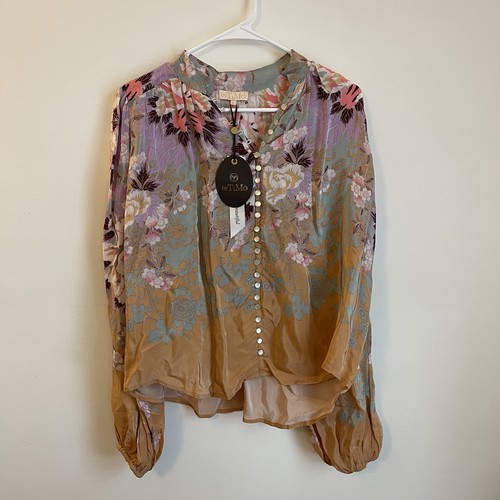By TiMo Floral Blouse Boho Romantic Puff Sleeve Top S Maximalist Artsy $320