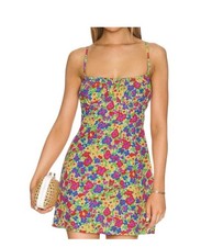 Faithfull The Brand La Ceiba Mini Dress M 8 Floral Smocked Cottagecore Rayon