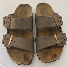 Women's Arizona Mocha Brown Birkenstock Sandals Cork Insole Brass Buckles