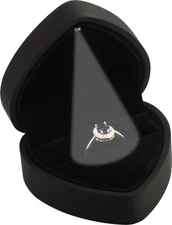 LED Black Ring Box for 1 Count (Pack of 1), Box(Heart Shape) 