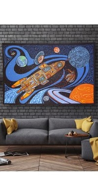 BRAND NEW!! SUNSHINE JOY 3D BLAST OFF TAPESTRY FABRIC WALL ART POSTER 45'' x 30''
