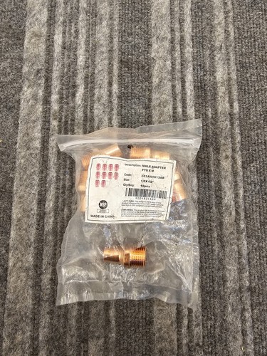 (QTY 10) 303AN1613AB 1/2" Fitting (Street) x 1/2" MNPT Threaded Copper Adapters