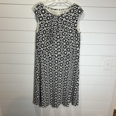 Wisp Woman s Plus Size 16W Ceena Dress  Fit-And-Flare Black White Print Artsy