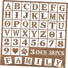 Letter Stencils and Numbers, 38 Pcs Alphabet DIY Craft Stencils, 3 Inch