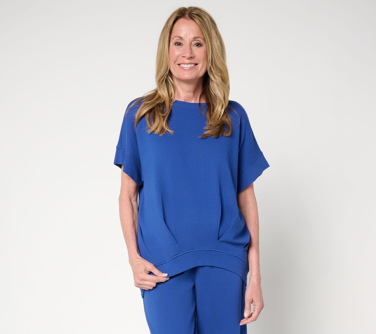 Carla Rockmore Collection Women's Top Sz M The Short Sleeve Blue A697814