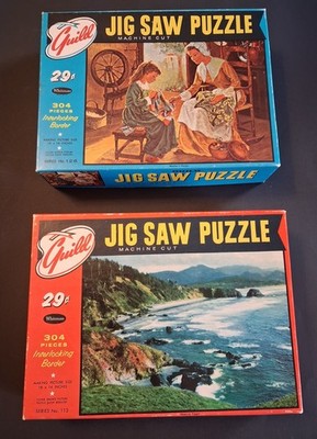 Lot 2 Vintage Puzzle GUILD Jig Saw 304 Teile GEPRÜFT Whitman USA