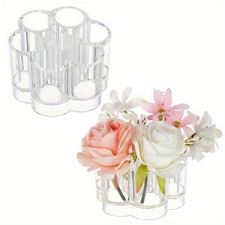 2pcs Clear Flower Vase Makeup Cosmetic Storage box Plum Blossom Shape Small