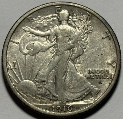 1916-D Walking Liberty Half Dollar — XF+/AU Condition 🔥 Better Date
