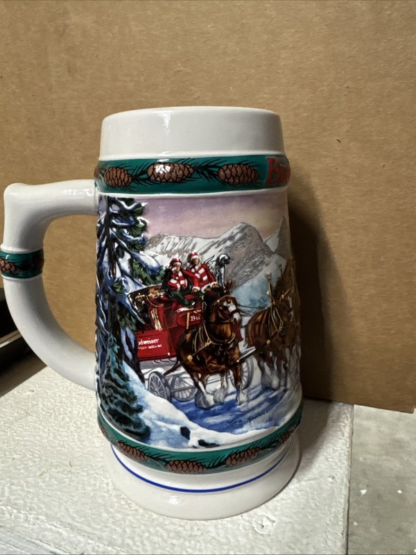 Budweiser Beer Mug Stein 1993 "Special Delivery" Holiday Christmas Nora Koerber
