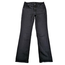 NYDJ Marilyn Straight Leg Jeans Black Lift Tuck Technology Size 6 Stretch Denim