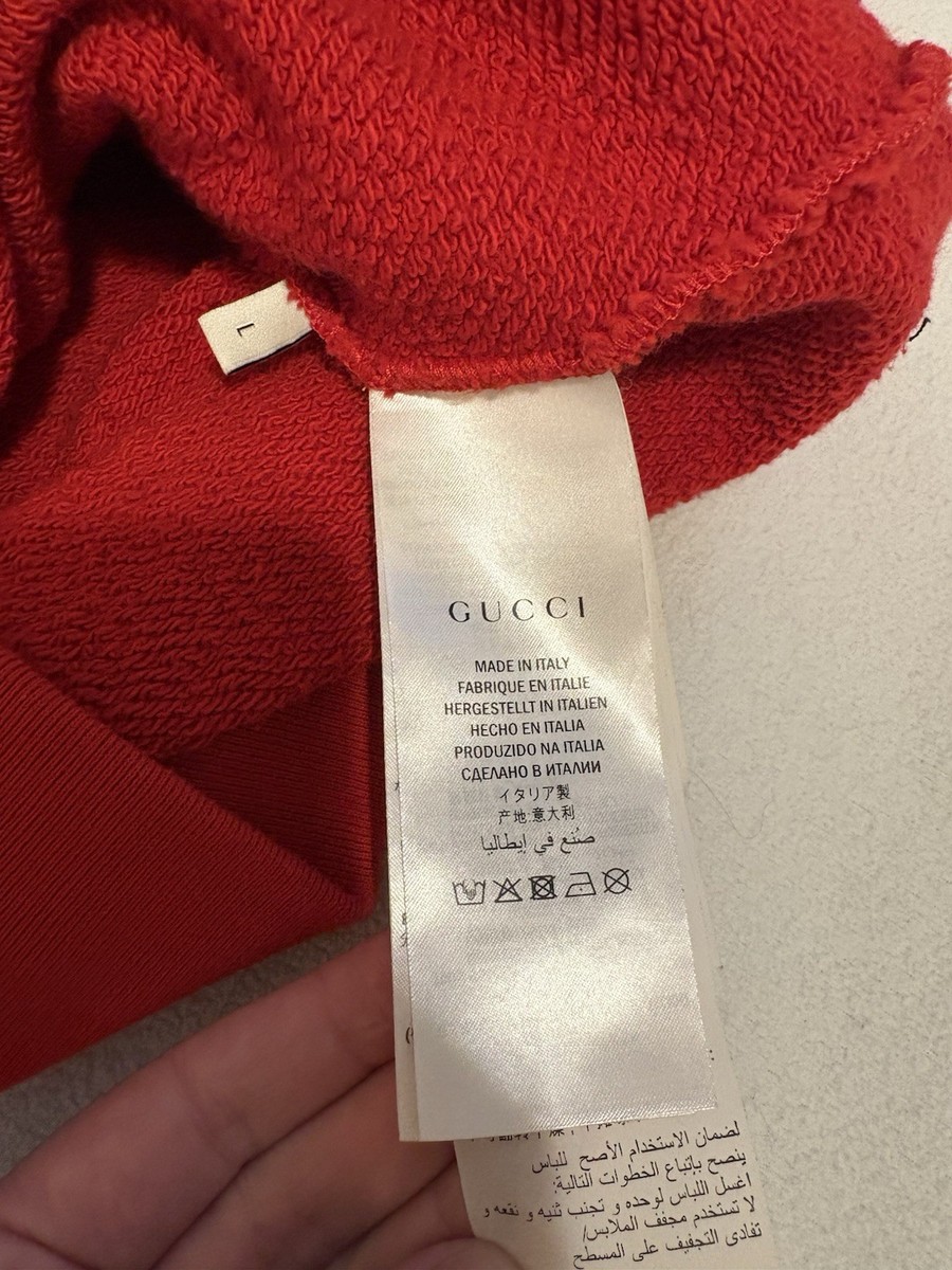 Authentic GUCCI red Sweatshirt w embroidered Panther And Logo Size