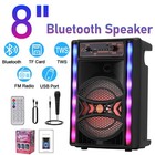 8" Portable Bluetooth Speaker TWS with Mic Remote Heavy Bass Stereo LED Party