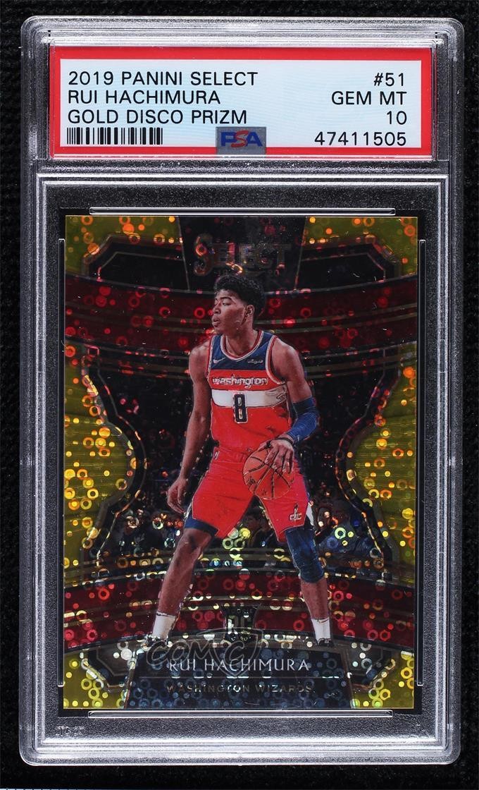 2019 Select Hybrid Gold Disco Prizm 5/10 Rui Hachimura #51 PSA 10 Rookie RC 6i6