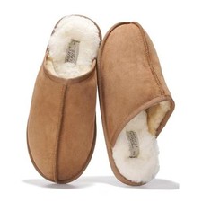 Mens Slippers 100 Genuine Leather and Genuine Shearling 8 Chestnut Scuff