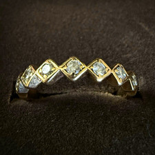 9K 375 Gold Diamond Stackable Zig-Zag Eternity Ring - Fully Hallmarked UK - O