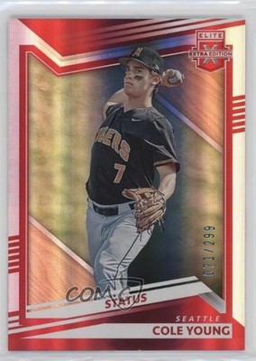 2022 Panini Elite Extra Edition Status Red 71/299 Cole Young #21 et6