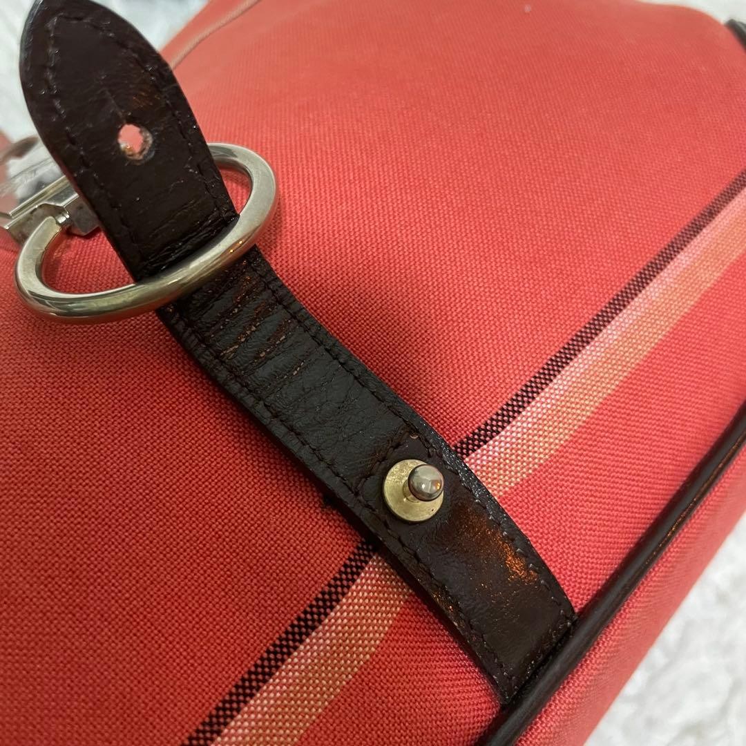 Burberry Blue Label One Shoulder Hobo Bag Red Leather Horse Logo Silver New thumbnail 11