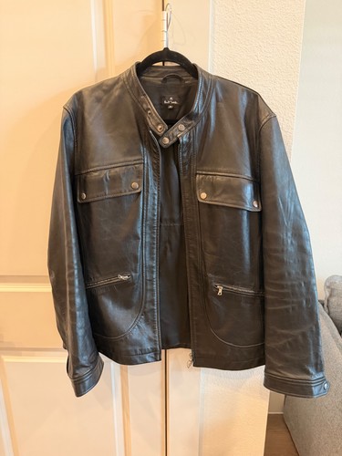 PS Paul Smith black leather jacket mens original $1800