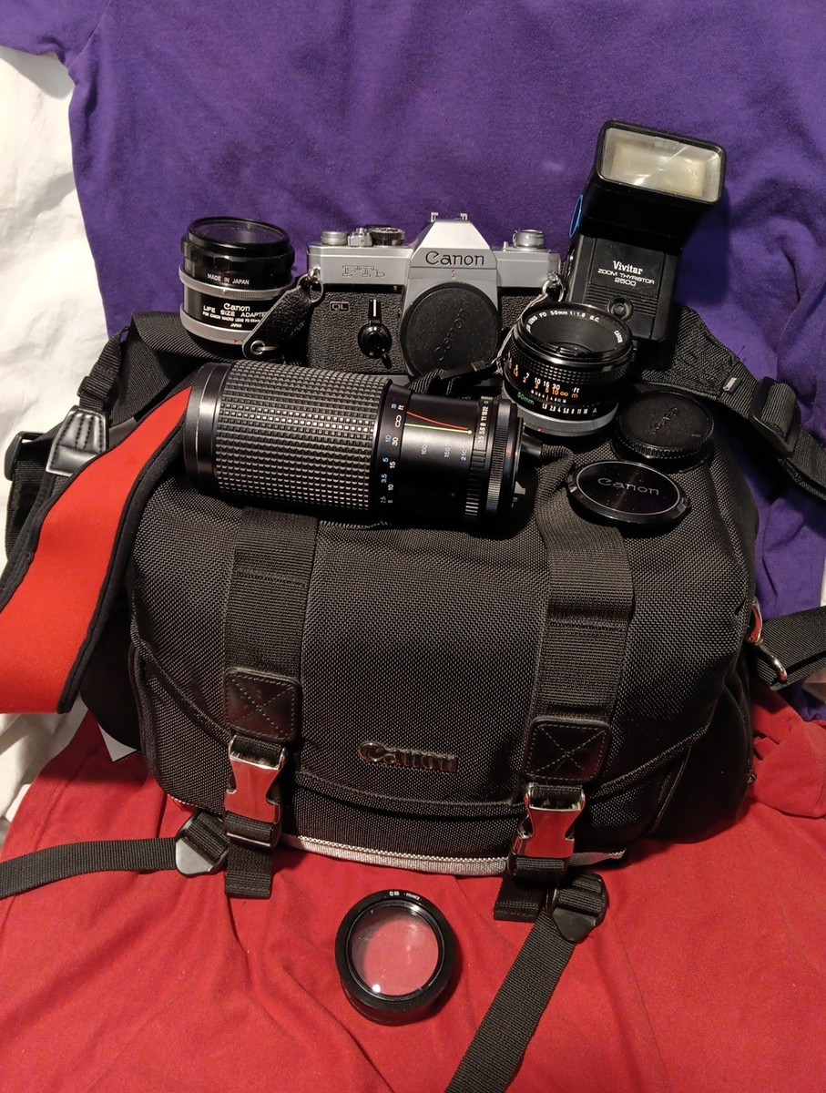 Canon FTb QL 35mm SLR Camera Cannon 50mm Lens Case Tested VG