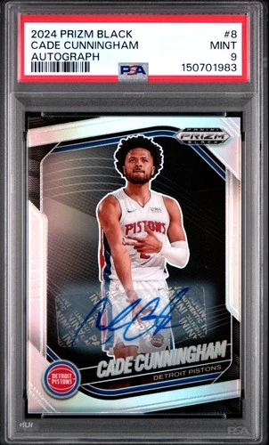 2024 PANINI PRIZM BLACK AUTO #8 CADE CUNNINGHAM PSA 9