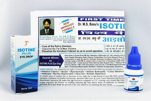 2 x Isotine Plus Eye Drops Pure Herbal 100% Genuine For Immature Cataract 10ml - Photo 1/8