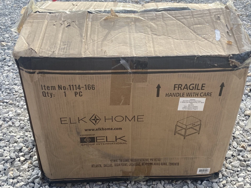 Mesa auxiliar Elk Home 1114-166 Evans en hoja negra y dorada nueva Foto 2 de 4