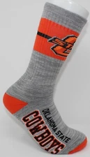 Oklahoma State Cowboys NCAA For Bare Feet First String Gray Crew Socks *Large