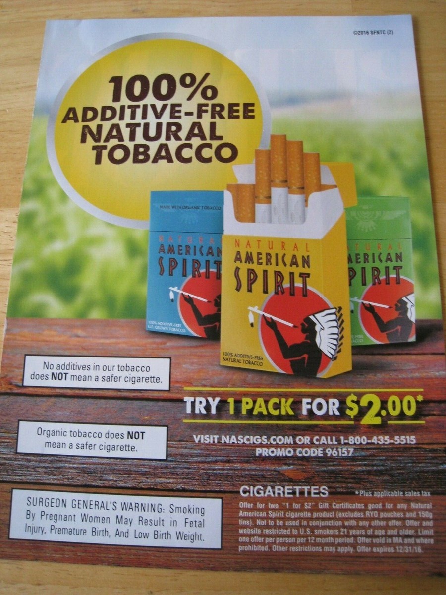 NATURAL AMERICAN SPIRIT CIGARETTES 2016 ADVERT READY FRAME SMALL