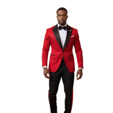 men groomsmen suit 2 piece red tuxedo formal fashion prom dinner suit