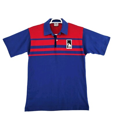  Fiji Patched Rugby Polo Jersey Shirt Mens L