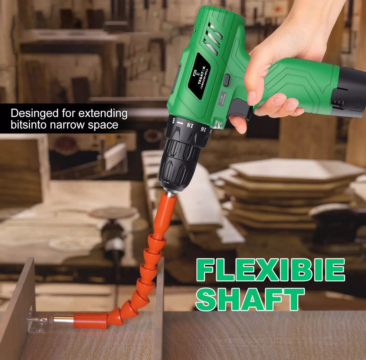 12V Cordless Drill 3/8" Keyless Chuck, 25 Drill Bits  1.5AH Battery No Charger