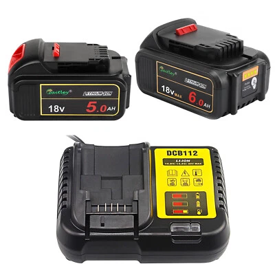 WAITLEY 18V 5Ah/6Ah For DeWalt Lithium-Ion XR Battery OR Charger DCB183 DCB184 DCB200
