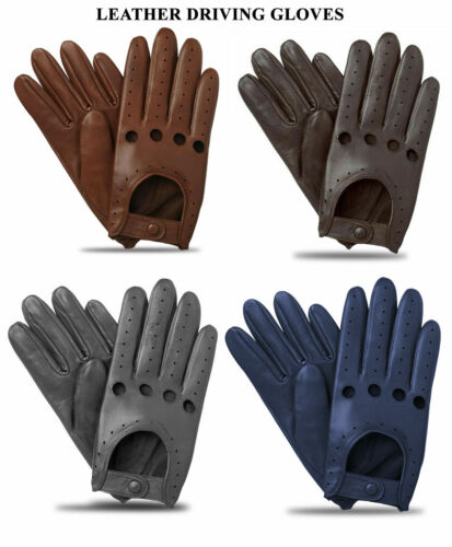 MENS DRIVING GLOVES UNLINED TOP QUALITY SOFT GENUINE REAL LEATHER LAMBSKIN UK - Afbeelding 1 van 6