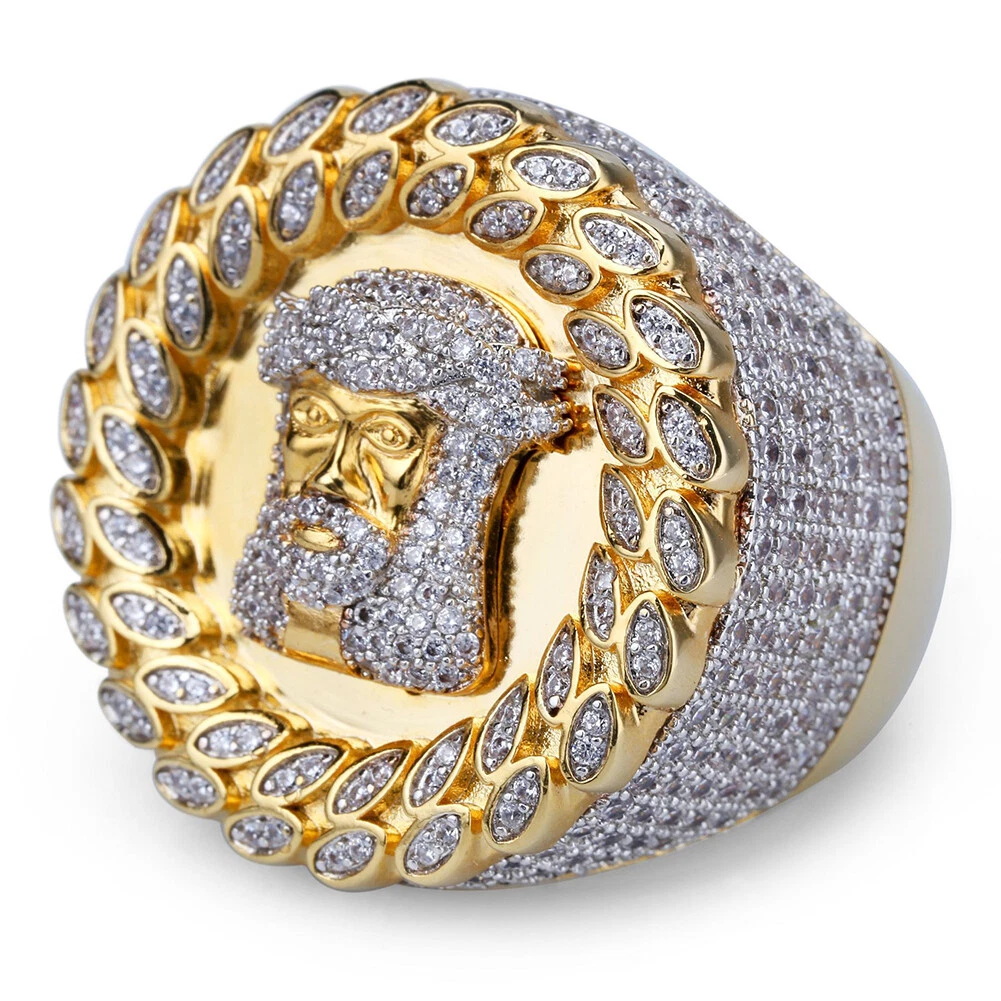 Hip Hop Casting Jesus Ring 18K Real Gold Plated Religious Jewelry