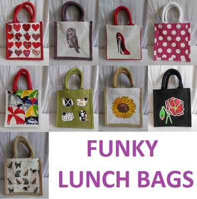 JUTE / LEINWAND LUNCHTASCHE / MINI SHOPPER / TOTE. NEU.9 DESIGNS.
