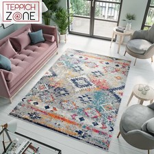 Modern Teppich Kurzflor Bunt Figuren Geometrisch Boho Schlafzimmer Wohnzimmer