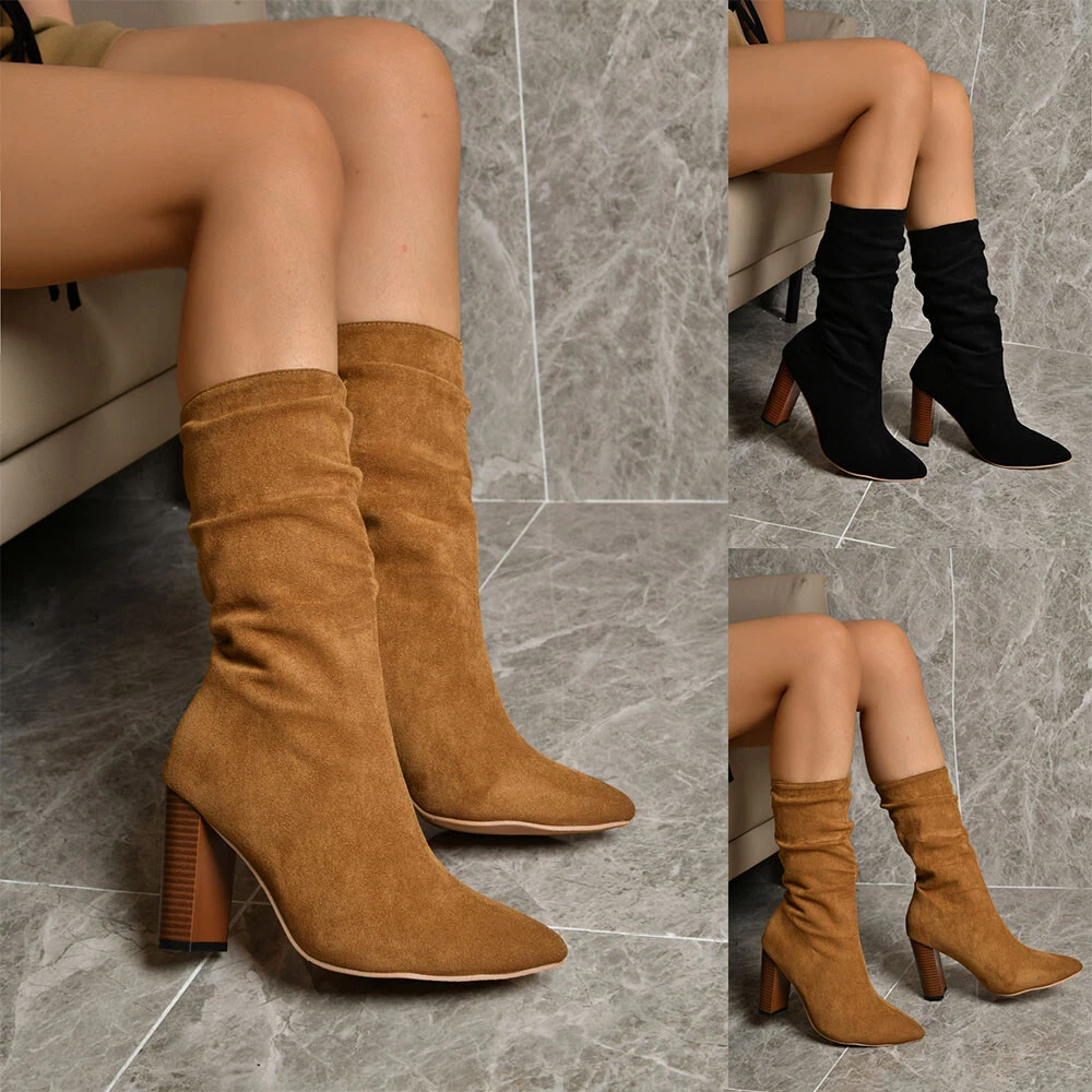 Suede mid calf best sale booties