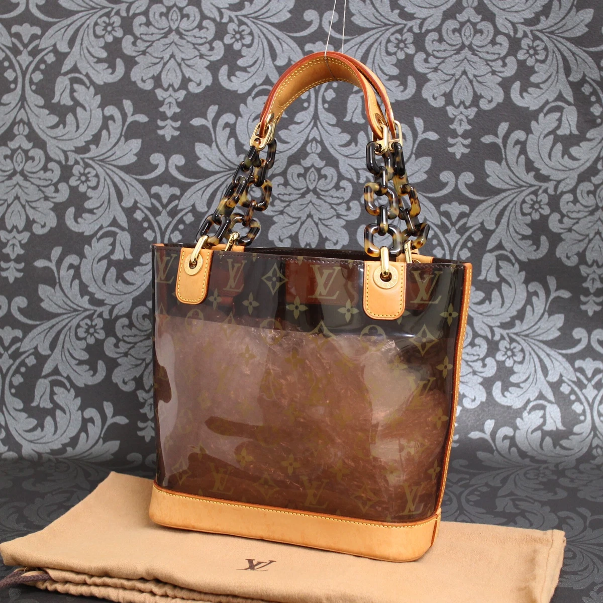 LOUIS VUITTON MONOGRAM Brown Clear Vinyl Cabas Ambre PM Handbag