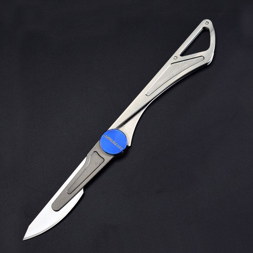 Titanium Knife Scalpel Blade Mini Pocket EDC Tools Survival Folding Keychain - Picture 15 of 16