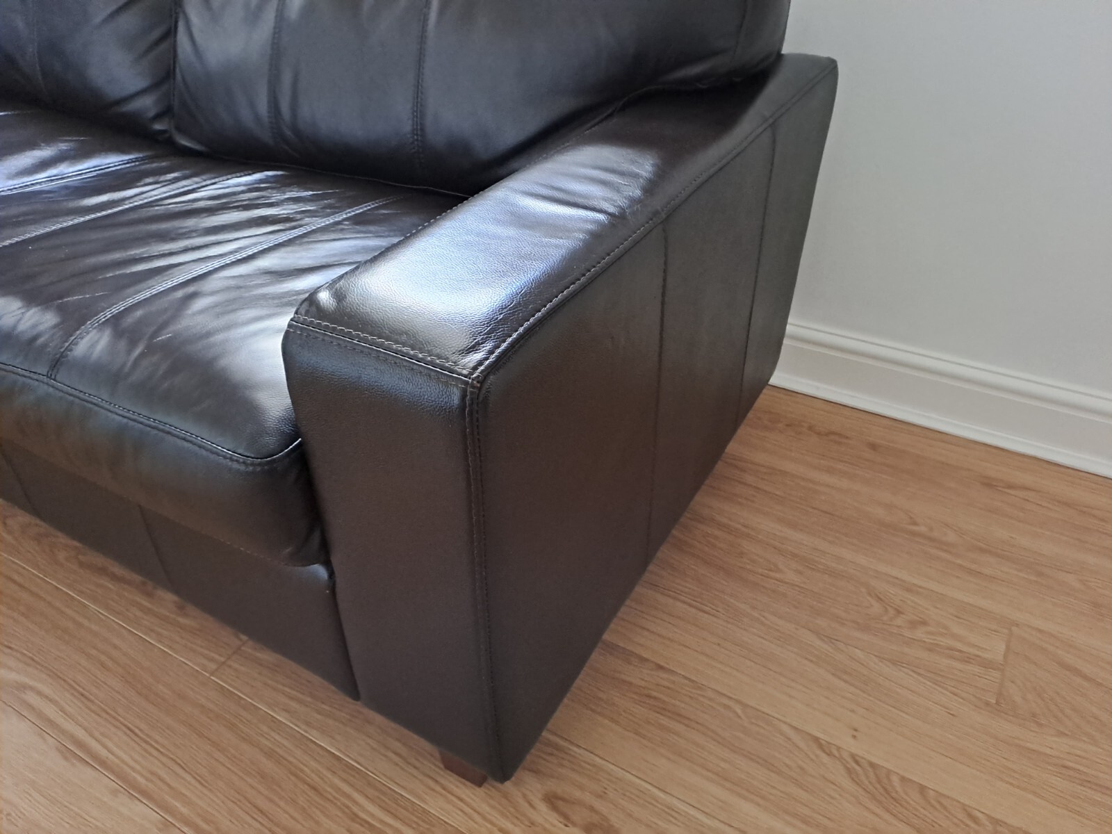 Next Dark Brown Real Leather Sofa 3 Seater Lincoln (L174 x W83 x H78cm