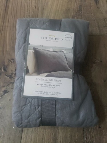 Brand new Threshold- Linen Blend Sham, Standard, Gray - Picture 2 of 2