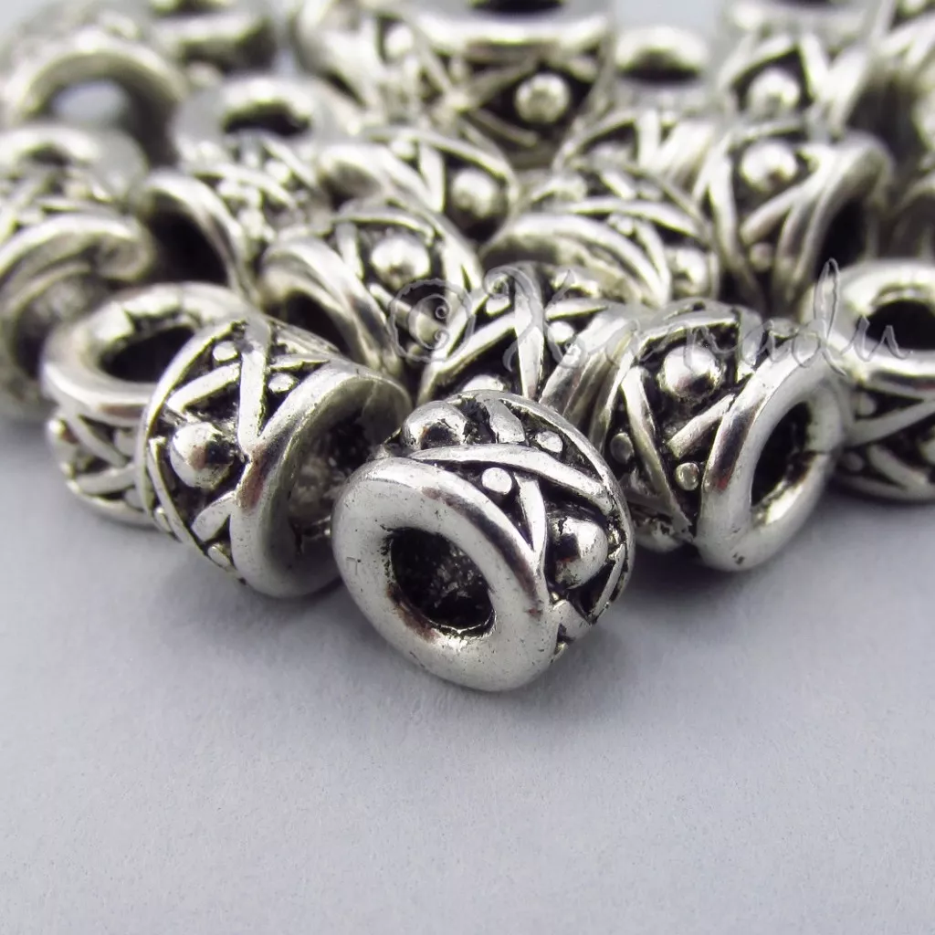 Silver Spacer Beads 8mm Antiqued Silver Plated Beads B7397 - 10