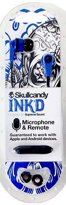 New, Skullcandy,Ink'd 2 Earbud Headphones, Blue/Black, S21KDY-101, Free Shipping