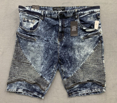 Truth Substance Bermuda Shorts Mens 48 Stonewash Tomi Blue Moto Stretch Slim Fit
