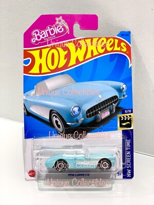 Hot Wheels Barbie HW Screen Time Barbie Blue 1956 Corvette 9/10