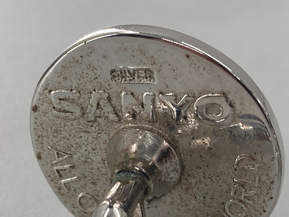 Sterling silver cufflinks from Sanyo Electronics Japan — a now-defunct tech giant — making these a tiny, wearable piece of corporate history you can actually wear to a meeting.