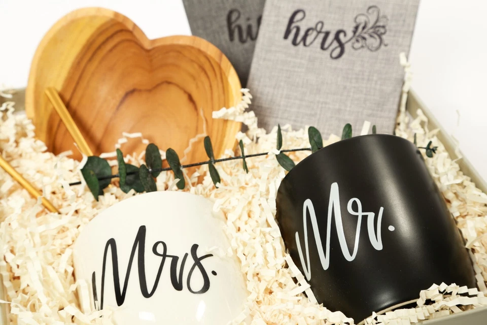 His/Hers, Him/Him wedding gift box, bride gift box bridesmaids mugs  - Image 3 of 4
